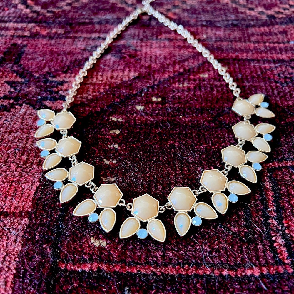 Peach and white statement necklace